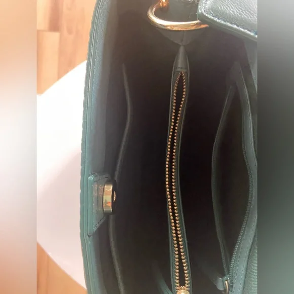 Nordstom Laura Croc Embossed Green Leather Handbag - Picture 7 of 9